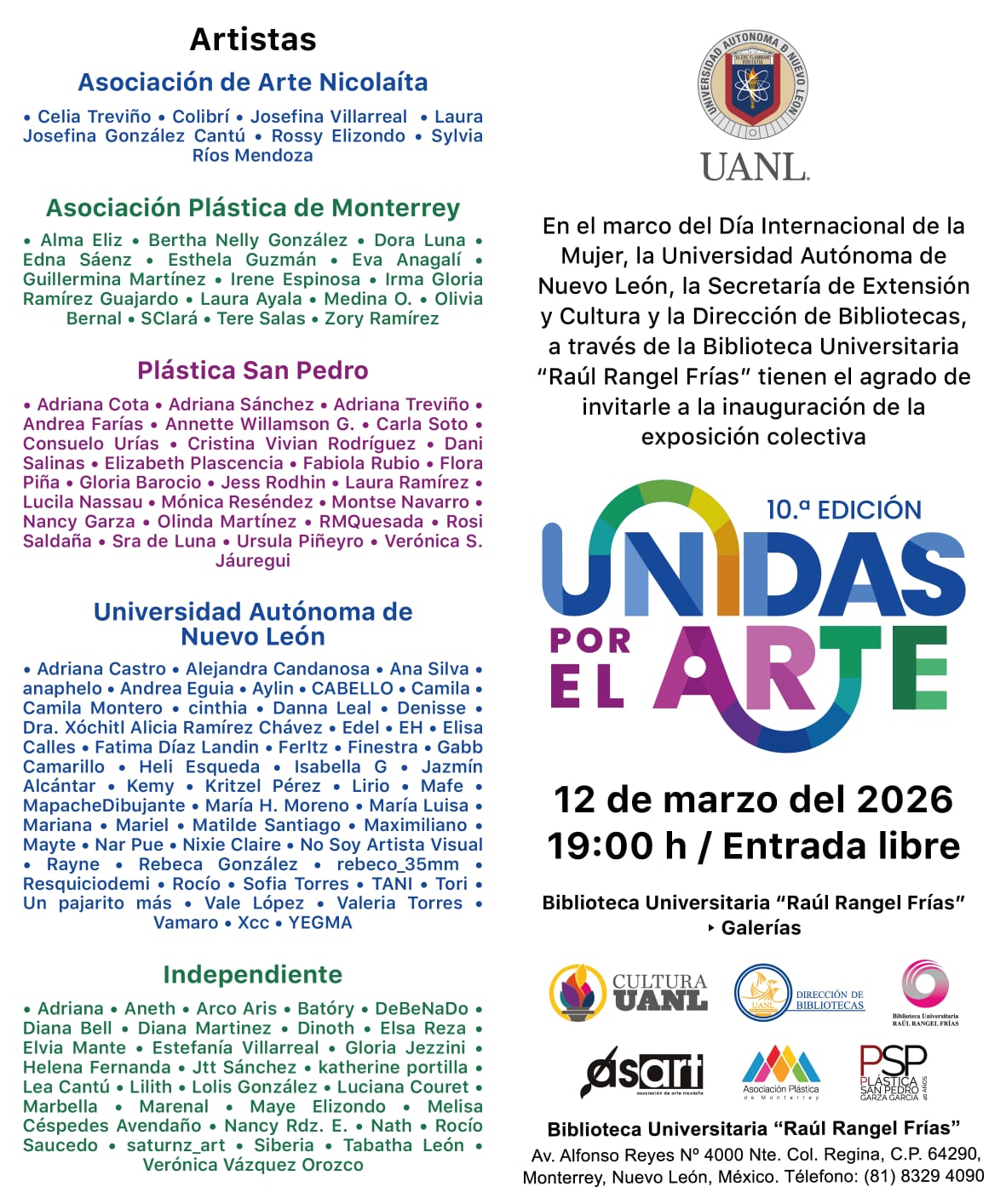 EXPOSICIÓN 10° EDICIÓN UNIDAS POR EL ARTE